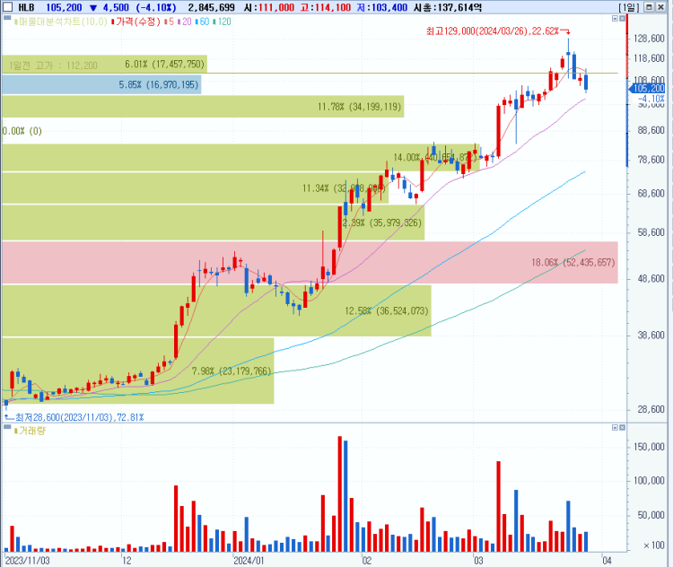 hlb 시세 차트 분석