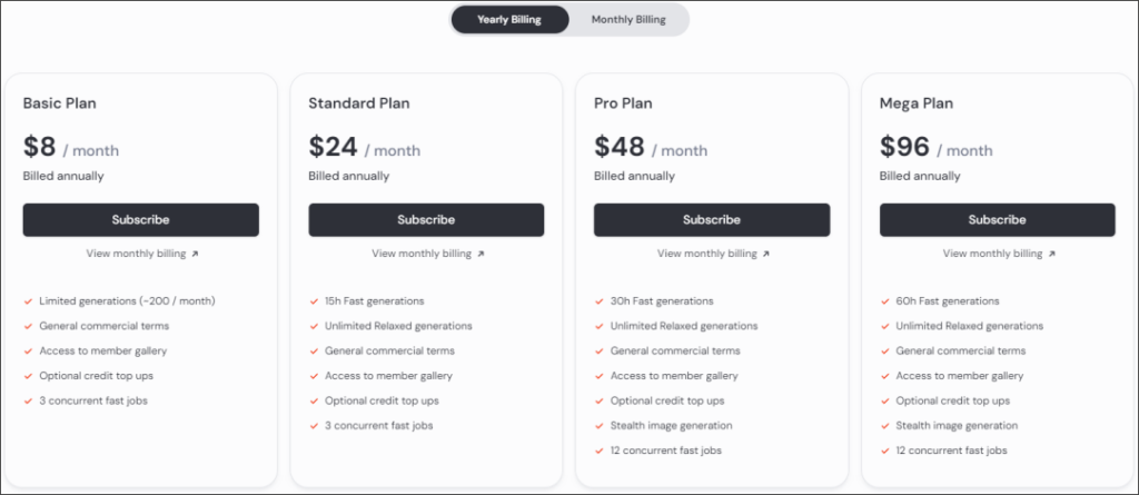 미드저니 가격표
