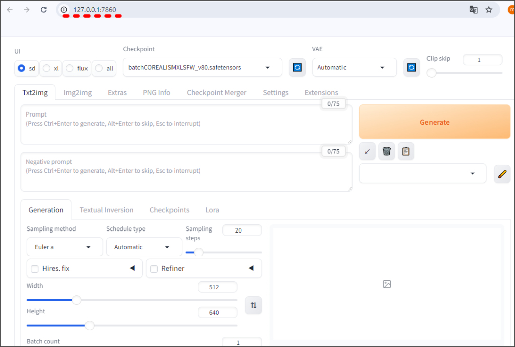 Stable Diffusion WebUI Forge 화면