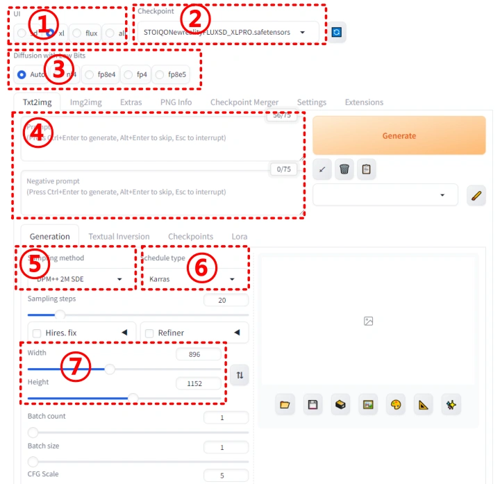 Stable Diffusion WebUI Forge 메뉴 옵션