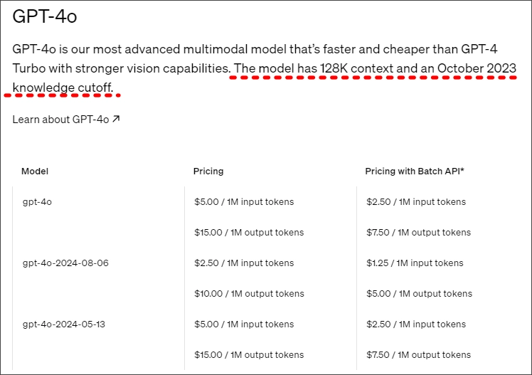 GPT-4o 모델명과 가격