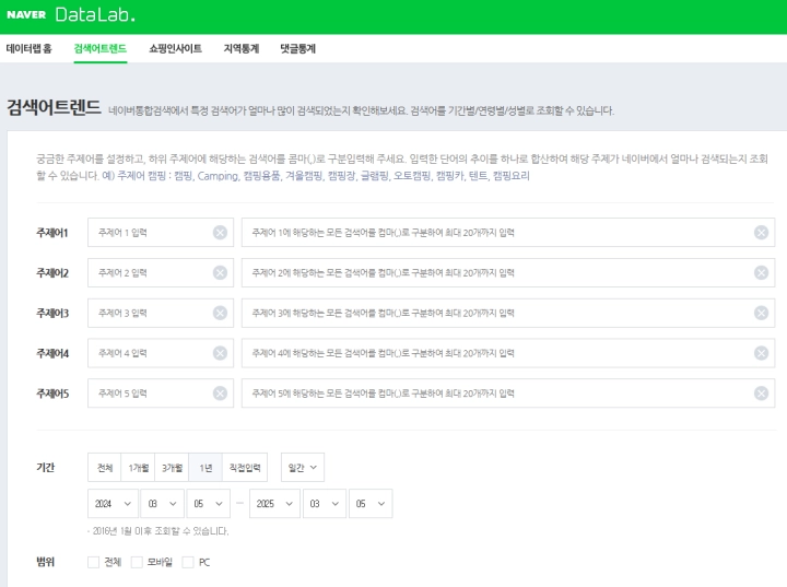 네이버 데이터 랩 화면